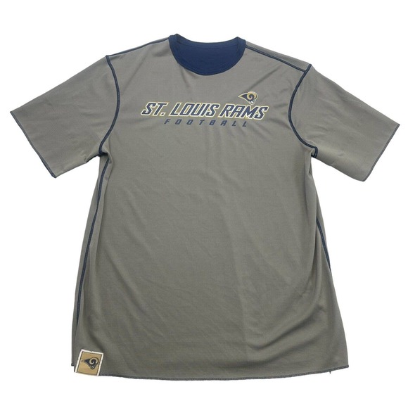 Vintage St Louis Rams Shirt Mens XXL Gray Blue Reversible Short Sleeve NFL - Picture 1 of 13